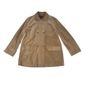 Country Road Tan Suede Jacket Double Breasted Western Leather Coat Sz Medium
